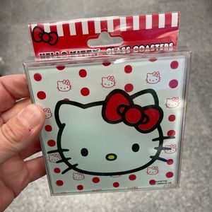 New Hello Kitty Set of 4 Glass Coasters